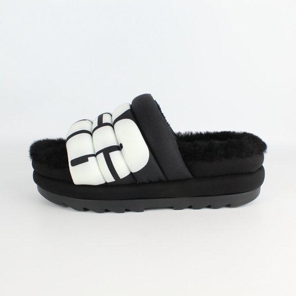 NEW UGG Maxi Genuine Shearling Sporty Logo Slide Sandals, - Picture 4 of 14